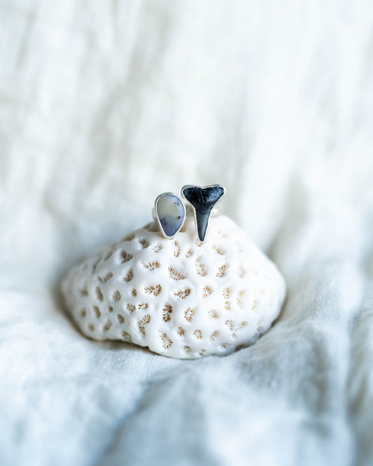 thin unpolished opal clasp ring size 8