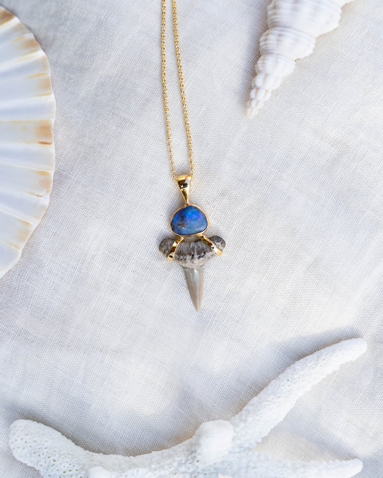 gold opal galaxy drop necklace