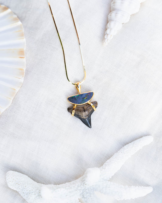 gold opal galaxy drop necklace