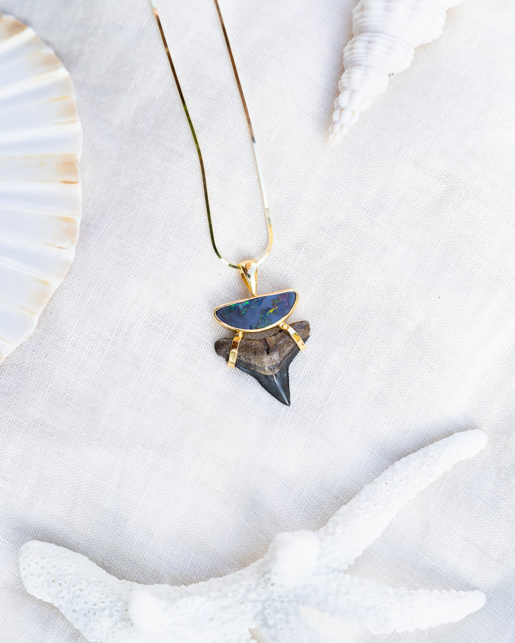 gold opal galaxy drop necklace