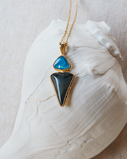 gold opal galaxy bezel necklace