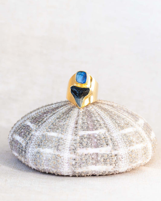 gold opal block ring size 8