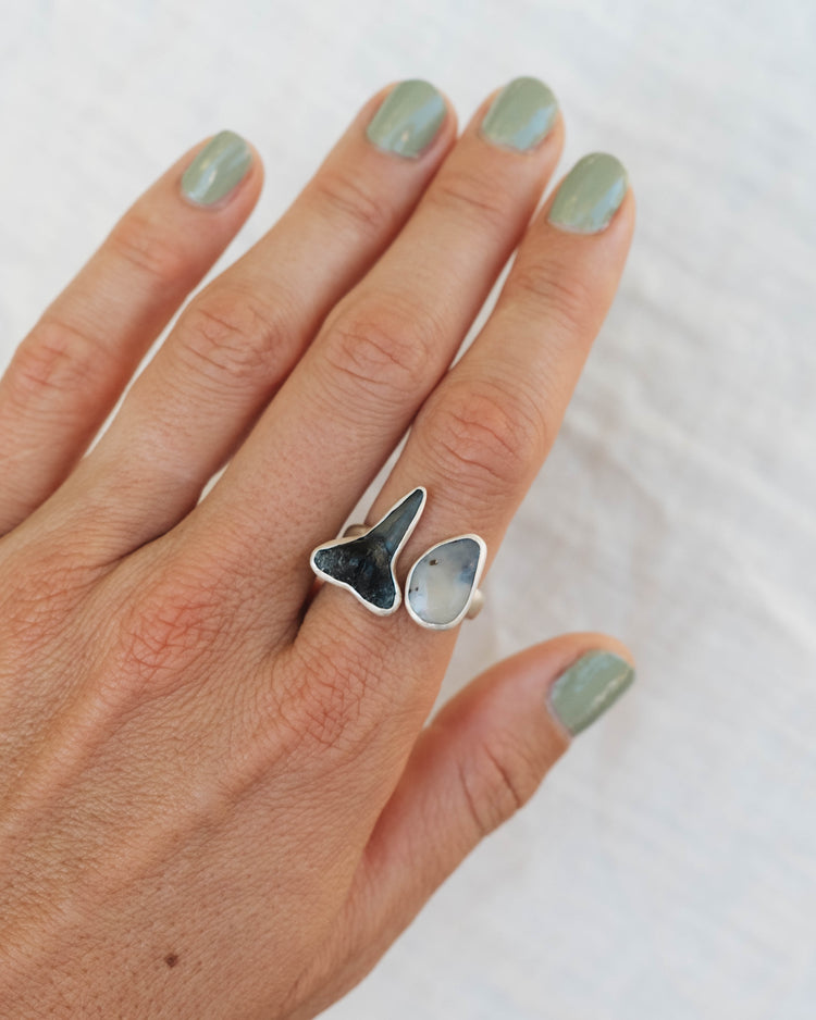 thin unpolished opal clasp ring size 8