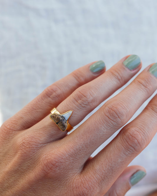 gold found at sea fossil ring size 6