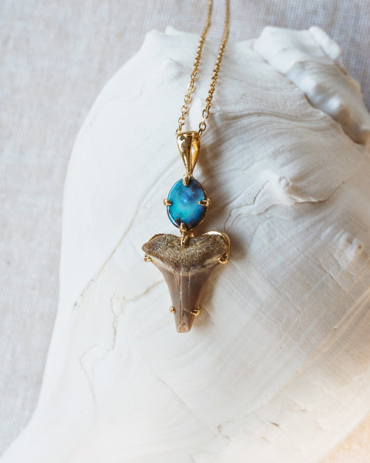 gold opal galaxy claw necklace