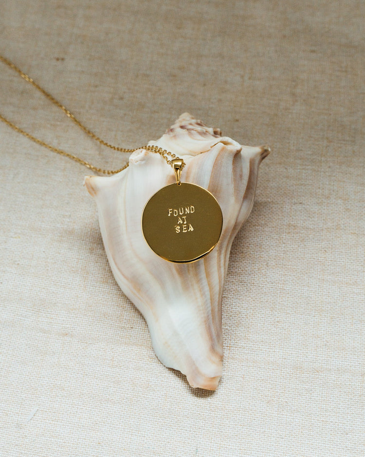 gold large found at sea coin necklace