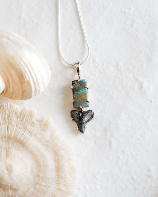 opal galaxy claw necklace