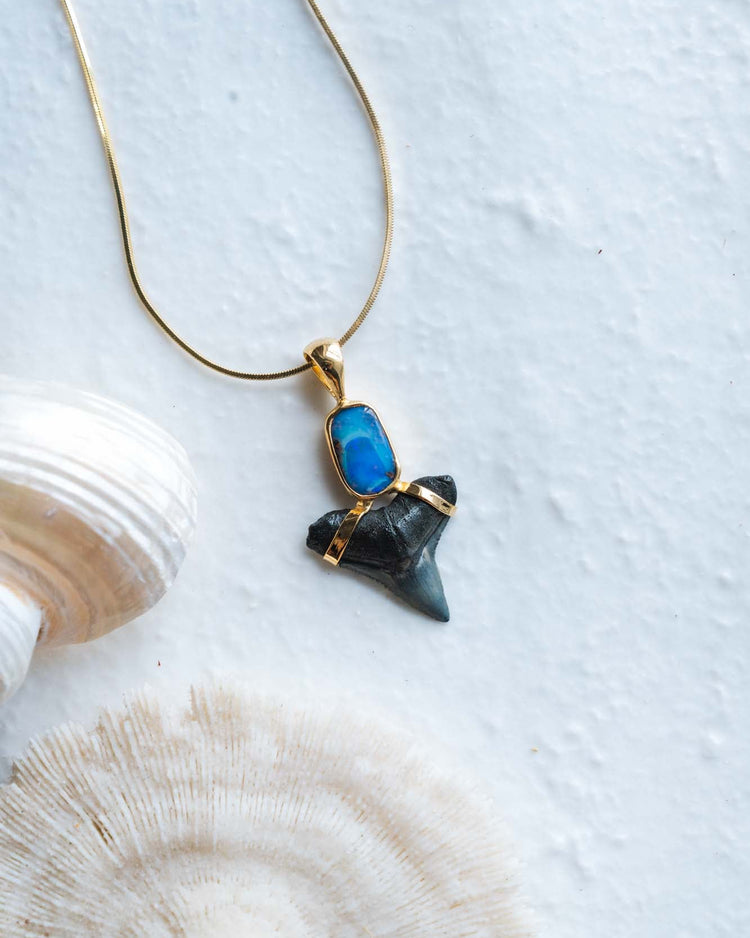 gold opal galaxy drop necklace
