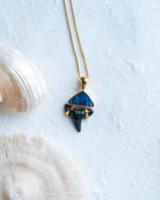 gold opal galaxy drop necklace