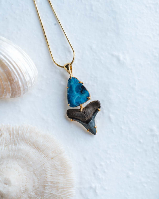 gold opal galaxy claw necklace