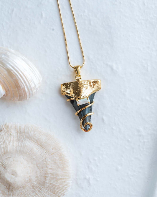 gold thalassa pendant necklace with opal