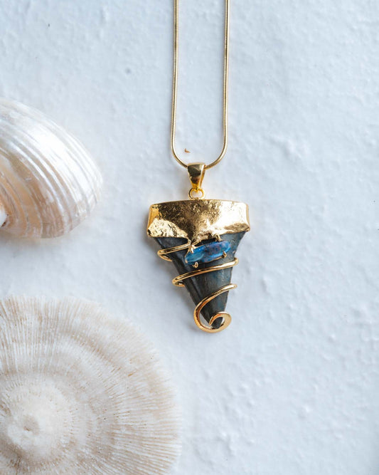 gold thalassa pendant necklace with opal
