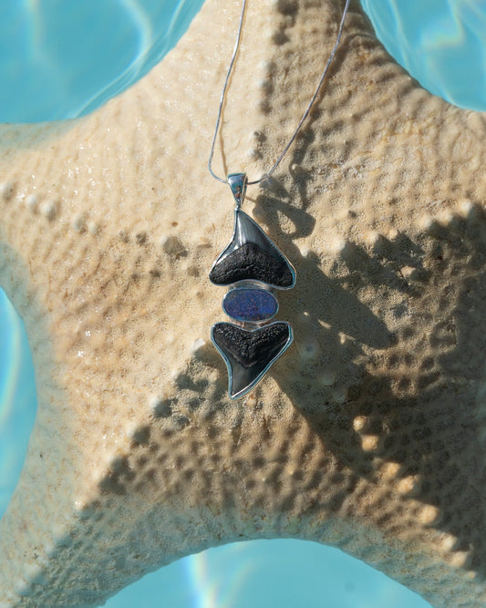 twin fin opal galaxy necklace