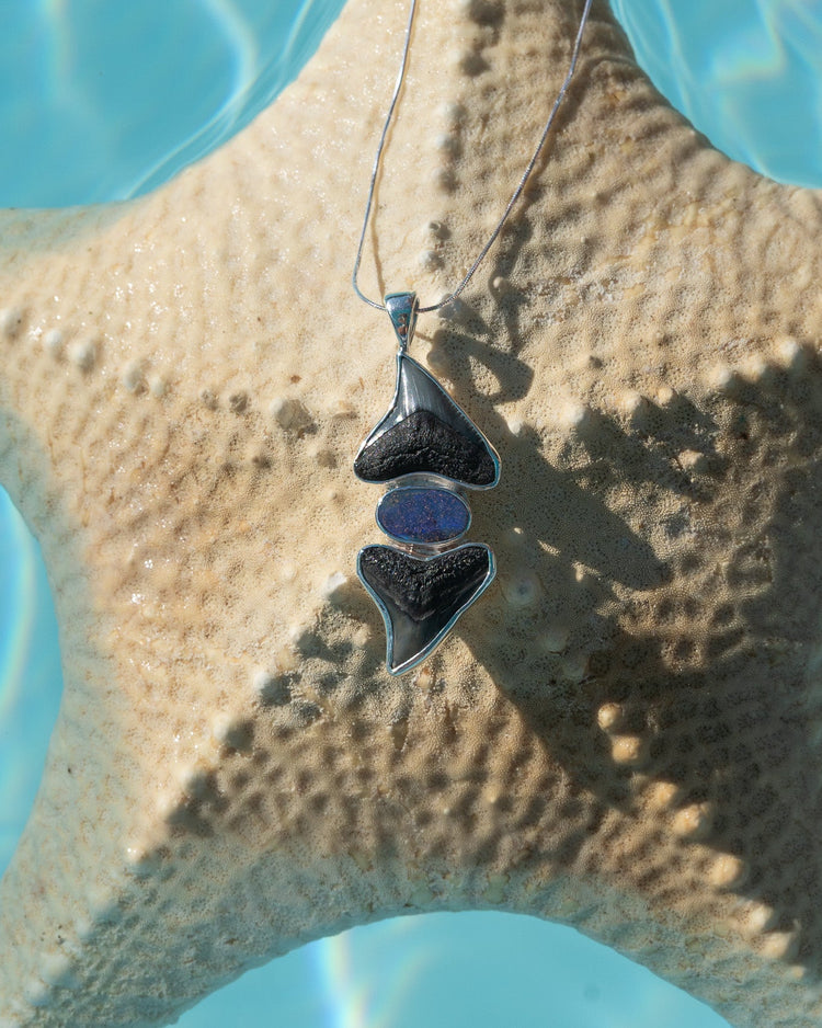 twin fin opal galaxy necklace