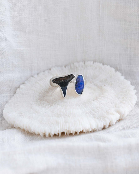 thin unpolished opal clasp ring size 6