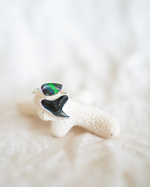 Tiger Shark Opal Wrap Ring size 8-9
