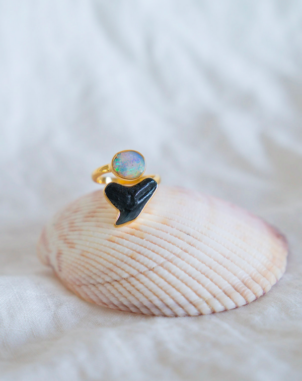 Tiger Shark Opal Wrap Ring size 7-8