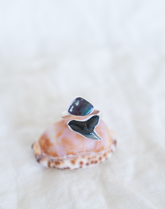 Tiger Shark Opal Wrap Ring size 8-9